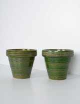 Green enamelled pots