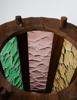 Brutalist lamp, carved wood