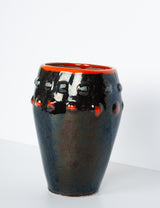 Glossy vase with red polka dots