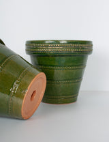 Green enamelled pots