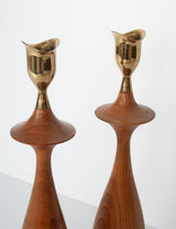 Danish turned wood bougoirs