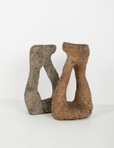 Antique granite rock candle holders