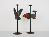 Vintage owl & fish candlesticks