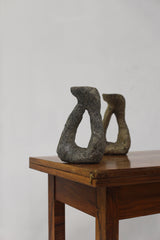 Antique granite rock candle holders