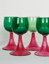 Wine glasses pink & green