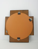Brutalist symmetrical wooden mirror