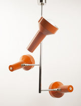 Vintage orange three-spot pendant light
