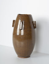 Vase brutaliste brun