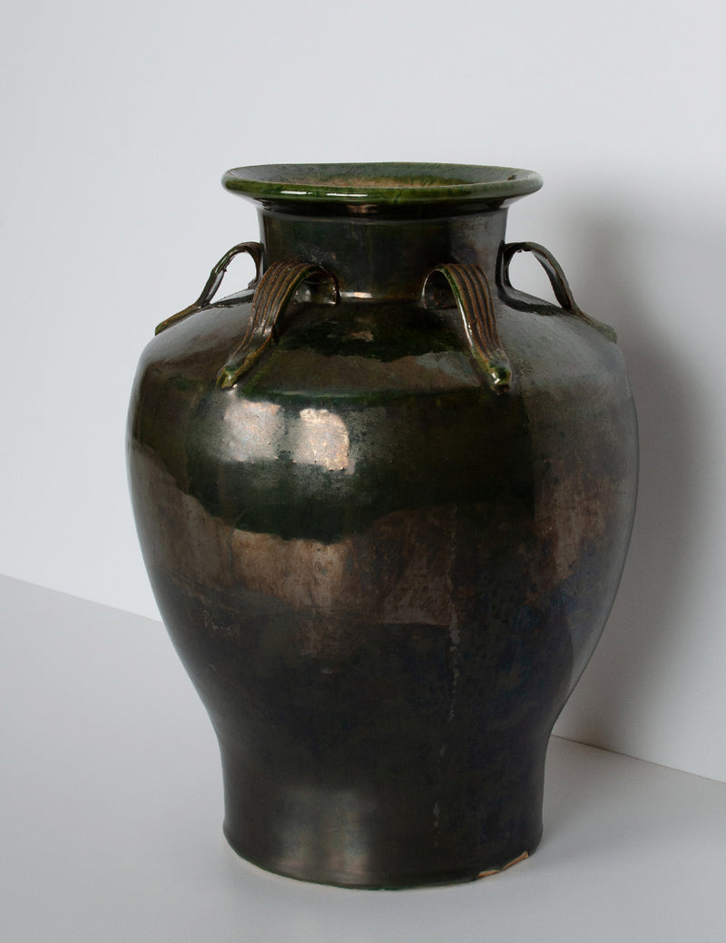 Vase émaillé vert profond
