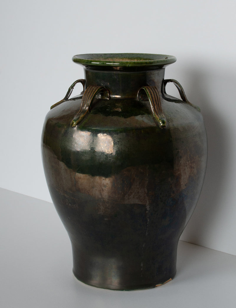 Vase émaillé vert profond
