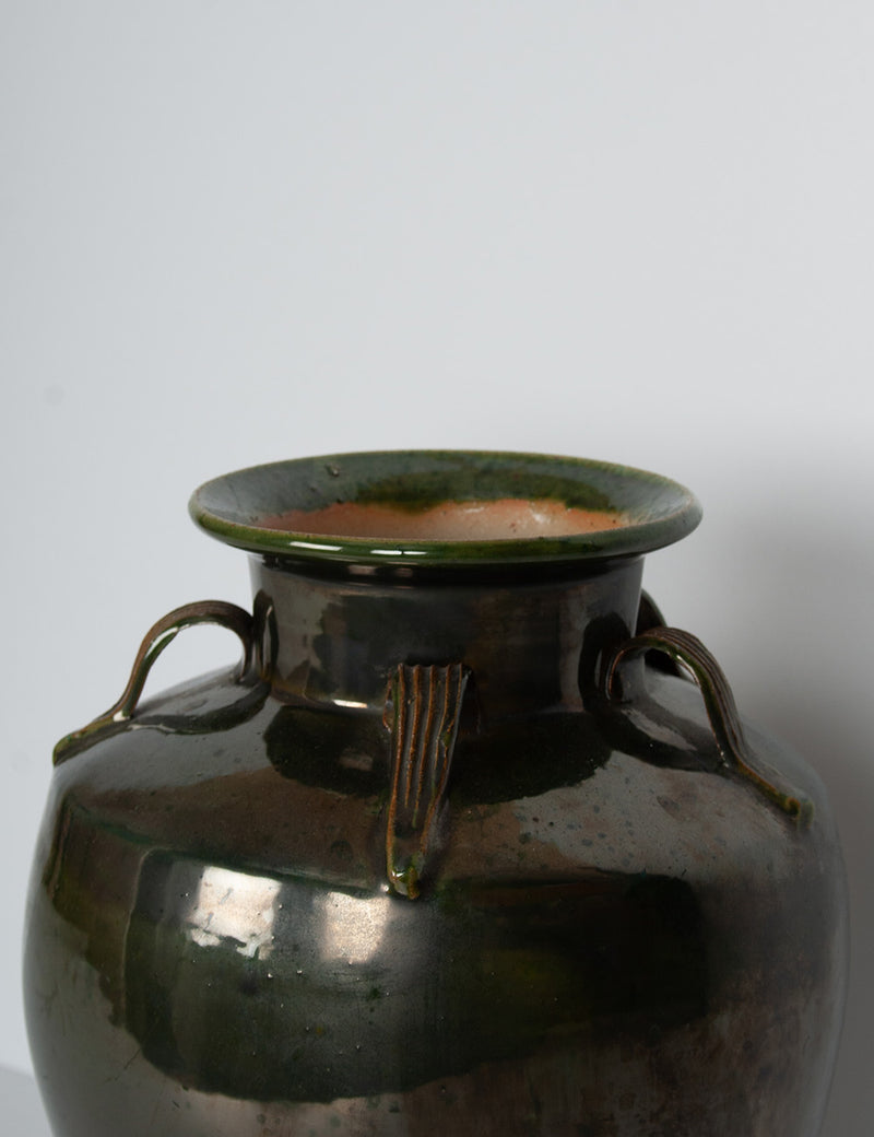 Vase émaillé vert profond