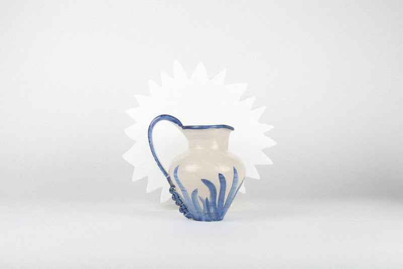 Pichet feuillage bleu vintage