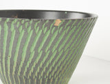 Green terracotta pot with notches