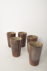 Old brown stoneware glasses