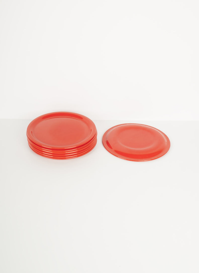 Vintage plates vermilion red