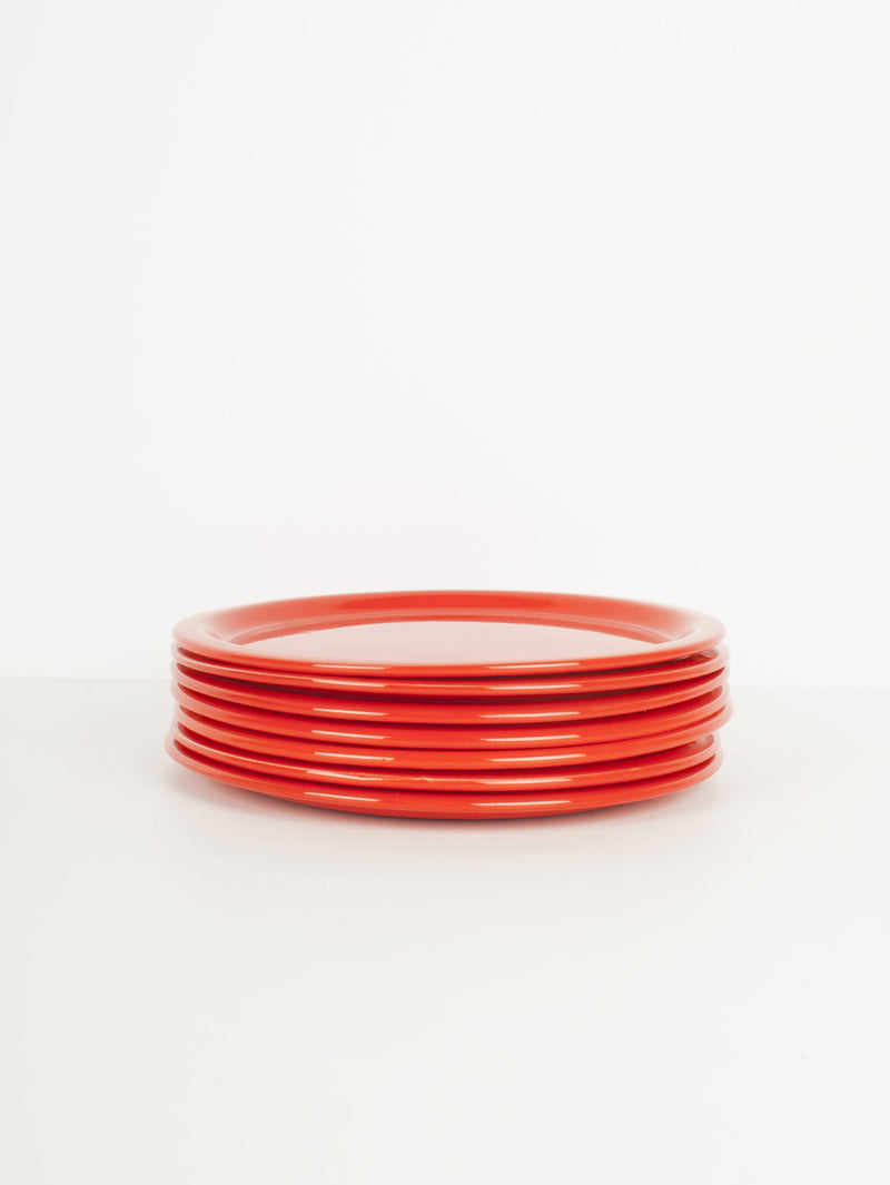 Vintage plates vermilion red