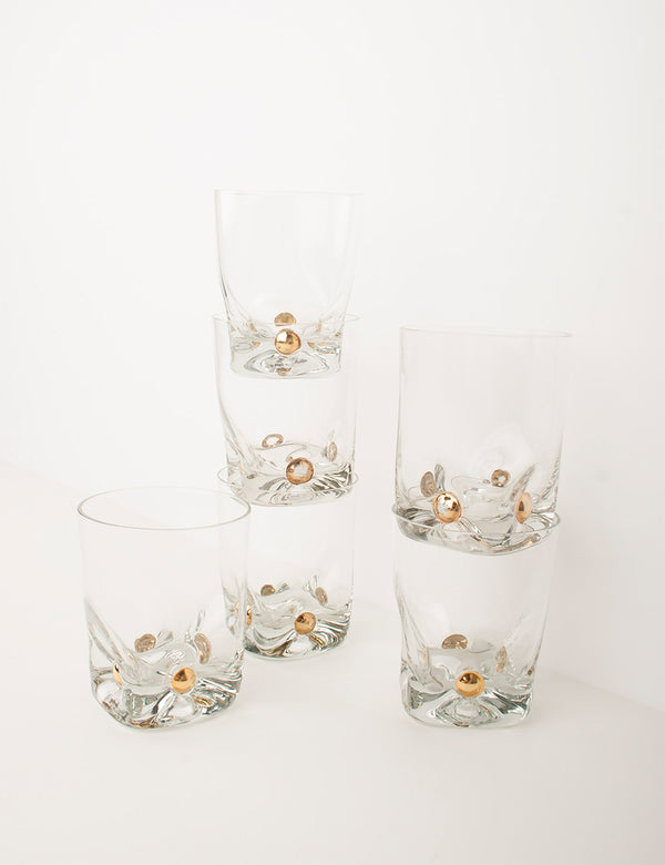 Vintage glass with gold dots