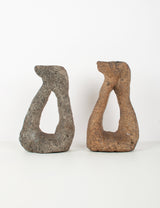 Antique granite rock candle holders 