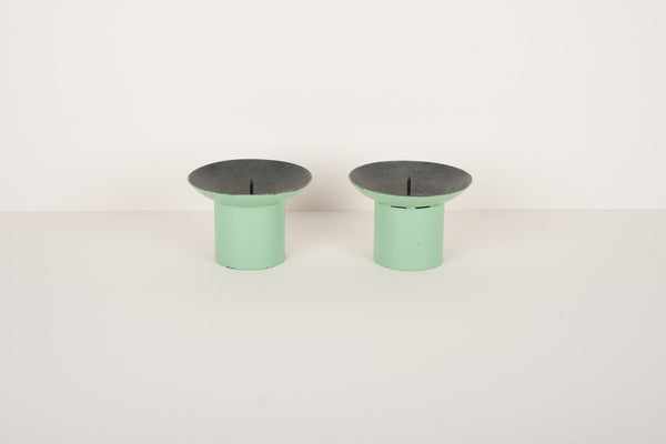 Bougeoirs vintage vert d’eau