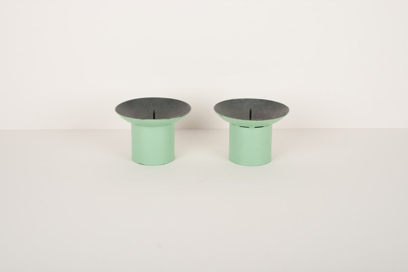 Bougeoirs vintage vert d’eau