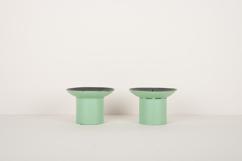 Bougeoirs vintage vert d’eau