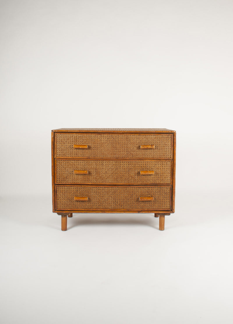 Vintage rattan chest of drawers bamboo