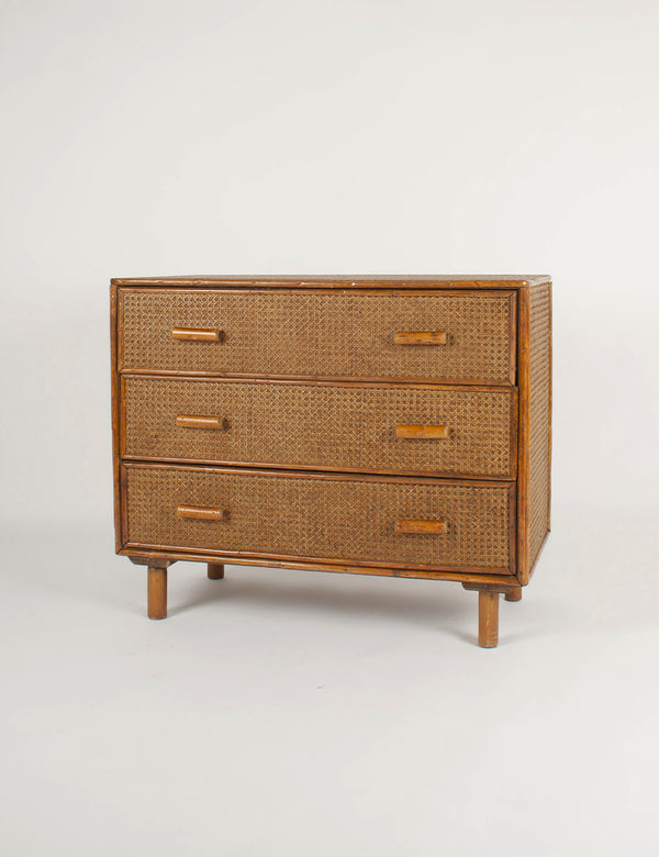 60's Vintage rattan chest of drawers bomboo