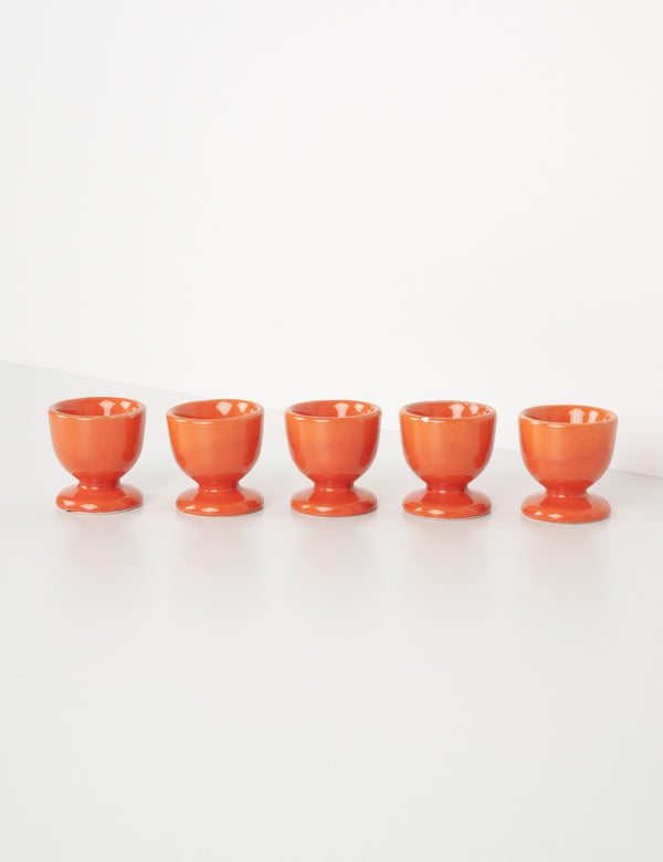 70's fluorescent orange egg cups