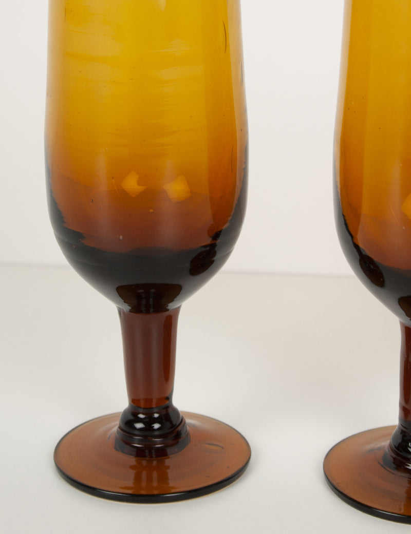 Aperitif flutes blown amber