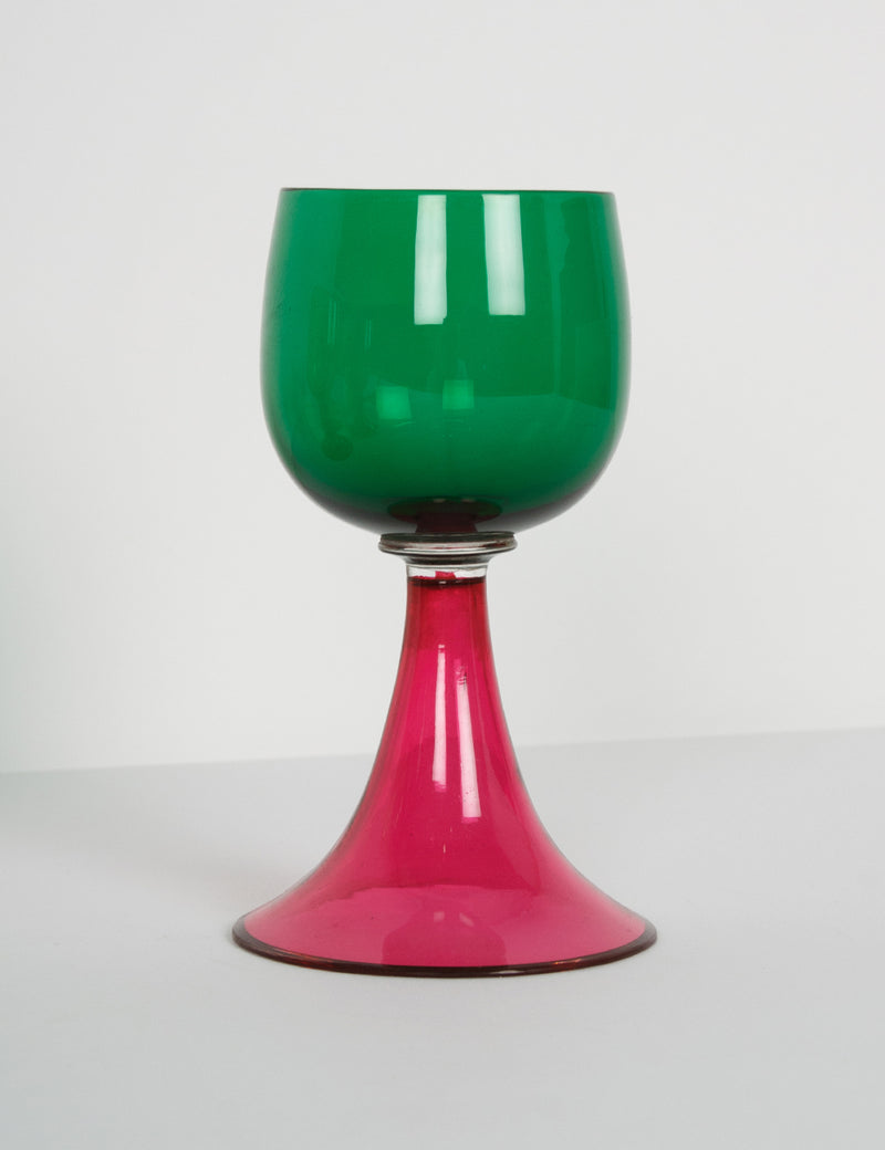 Coupes à vin verre rose & vert