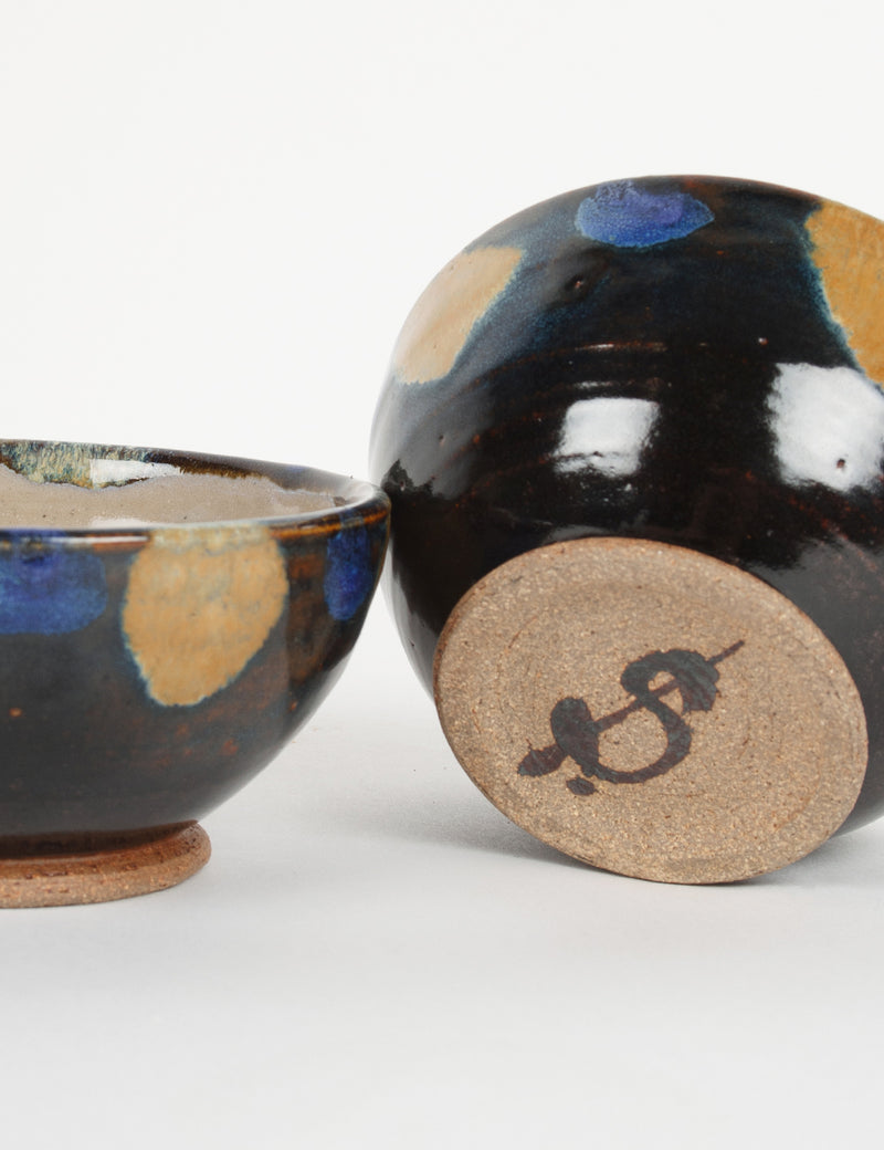 Duo of blue pea & mole bowls Jacques Serre