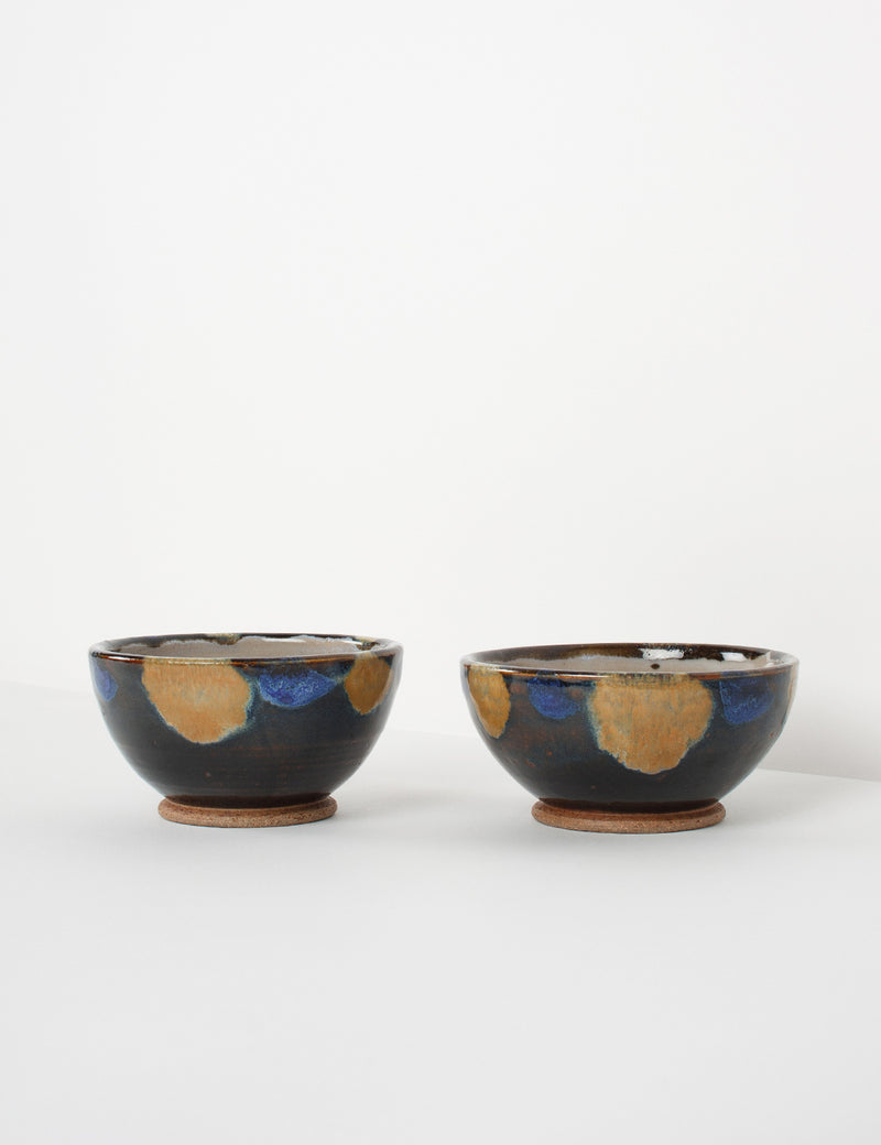 Duo of blue pea & mole bowls Jacques Serre