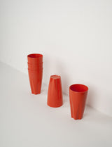 Vintage cups vermilion red