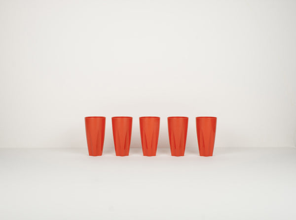 Vintage cups vermilion red