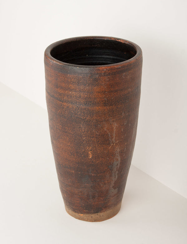 Large vintage vase brown terracotta