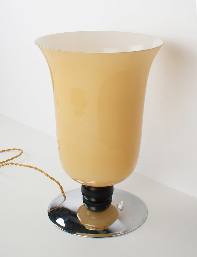 Grande lampe Médicis opaline jaune