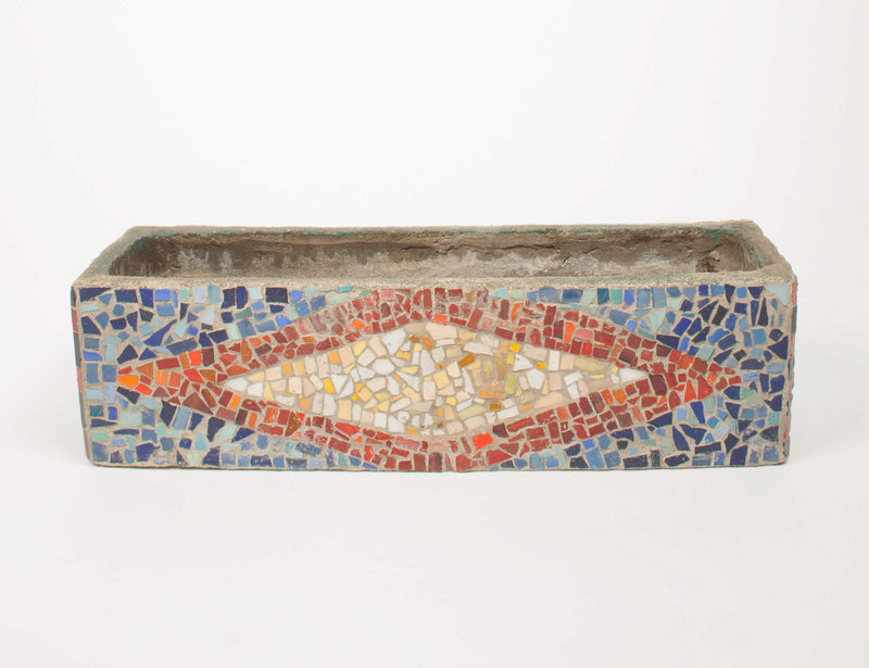 Vintage planter with coloured mosaics