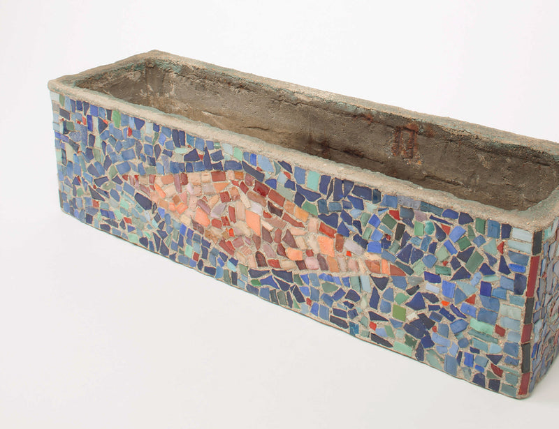 Vintage planter with coloured mosaics