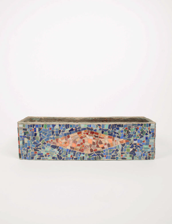 Vintage planter with coloured mosaics