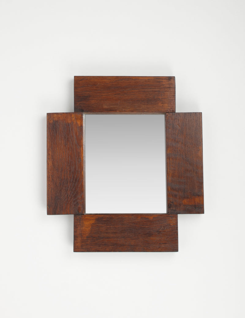 Miroir brutaliste bois symétrique
