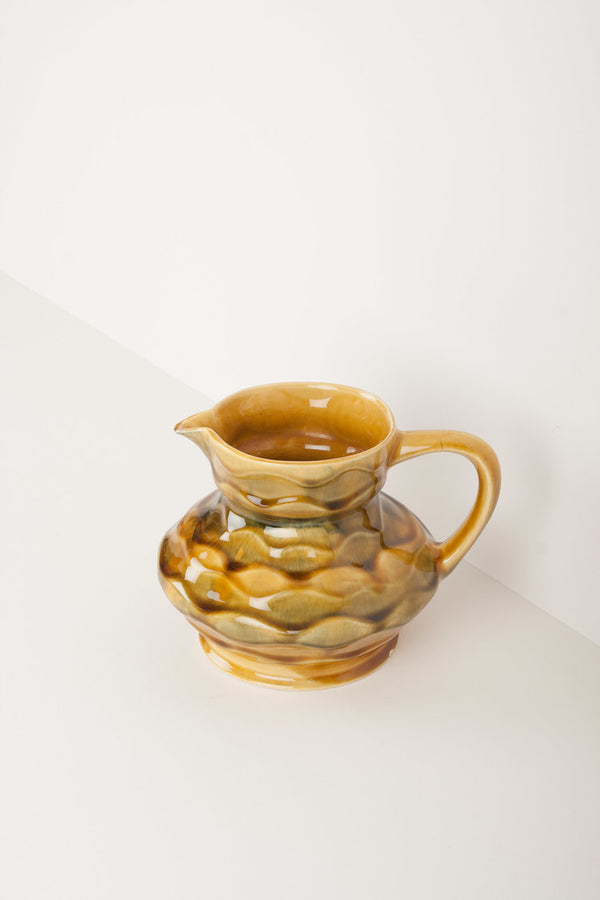 Sarreguemines (France) Vintage faceted amber pitcher