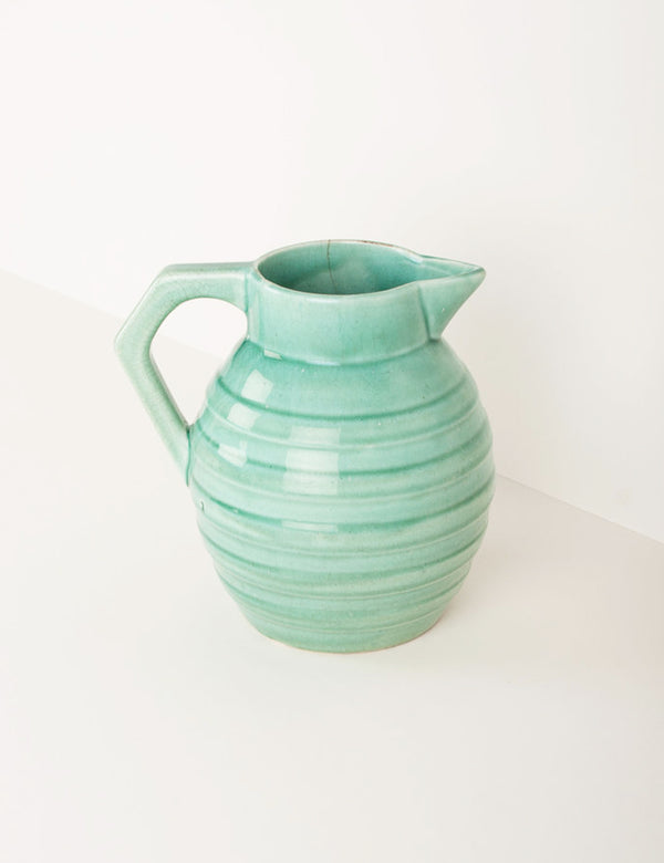 Vintage green water pitcher from Orchies France