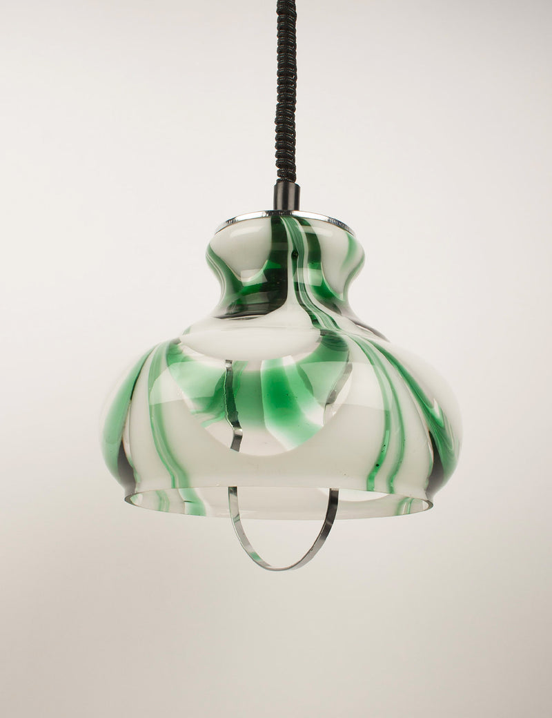 Suspension cuisine vintage jaspé vert & blanc