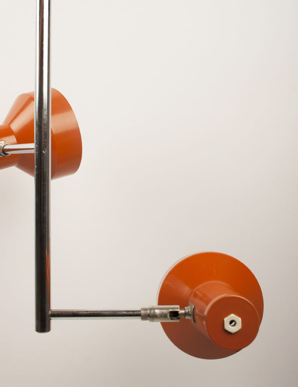 Vintage orange three-spot pendant light