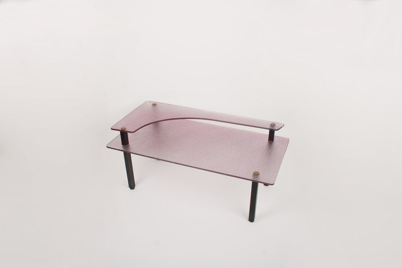 Vintage coffee table with double purple top