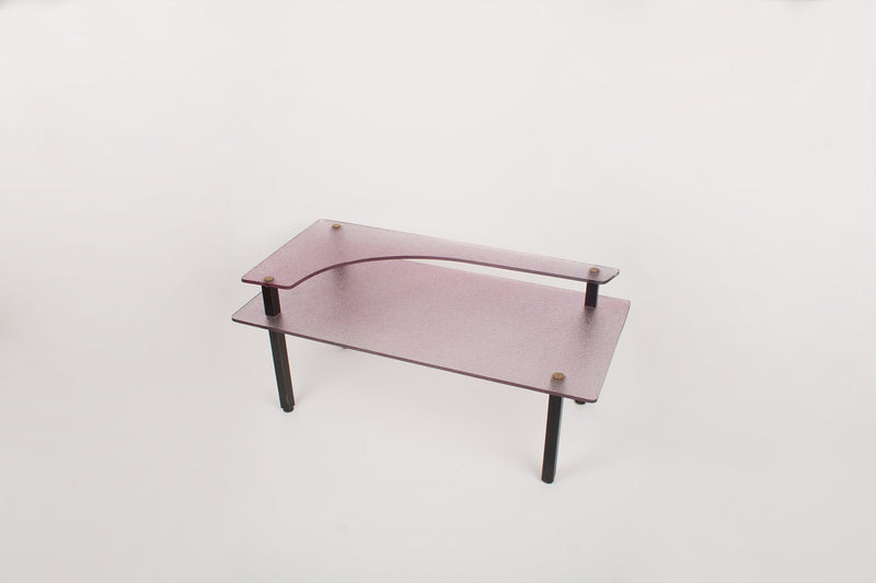 Table basse vintage double plateau mauve