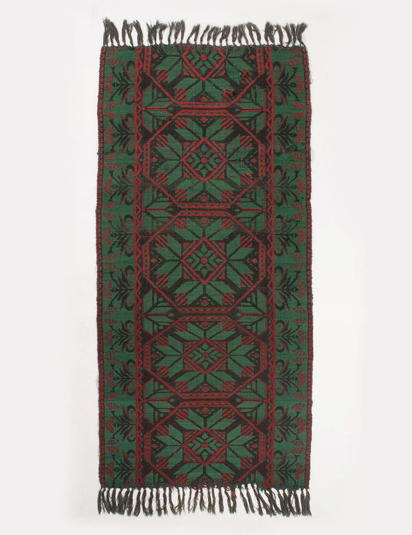 tapis vintage laine rouge et verte