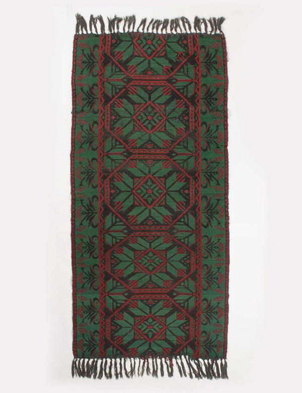 vintage red and green wool carpet