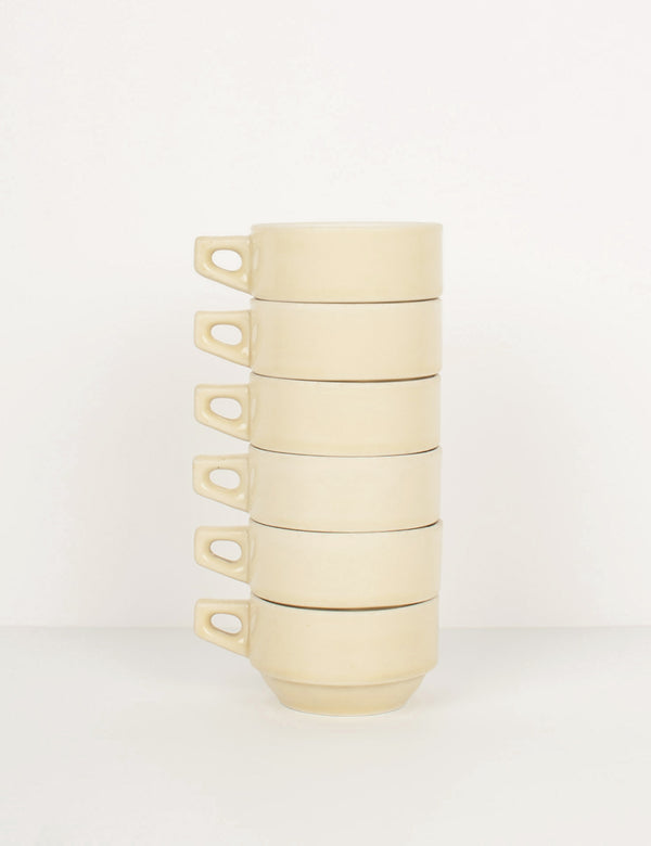 vintage coffee cups - cream-coloured earthenware