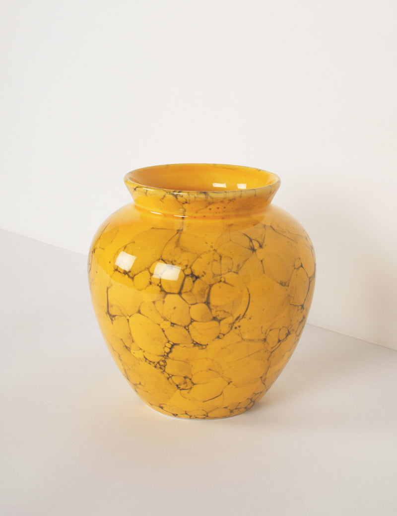 Vintage yellow marbled vase